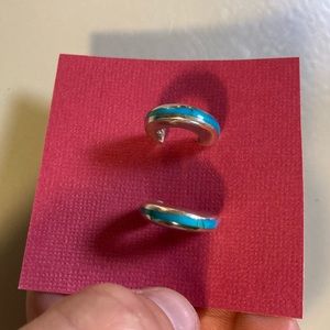 Turquoise sterling silver hoop earrings